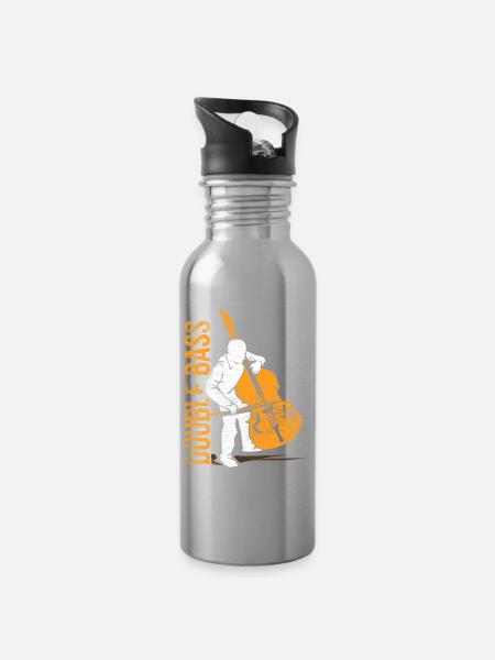 Sonorer Kontrabass Kammerorchester - Trinkflasche mit integriertem Trinkhalm - Lightsilver