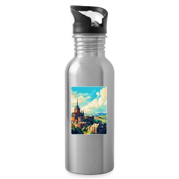 Edinburgh Schottland Großbritannien Reiseposter Souvenir WPA - Trinkflasche mit integriertem Trinkhalm - Lightsilver - Rechts