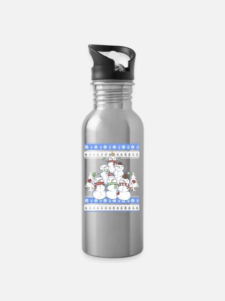 Snowman Christmas Tree - Trinkflasche mit integriertem Trinkhalm - Lightsilver