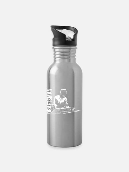 Sorgfältiger Bauzeichner Grundriss - Trinkflasche mit integriertem Trinkhalm - Lightsilver