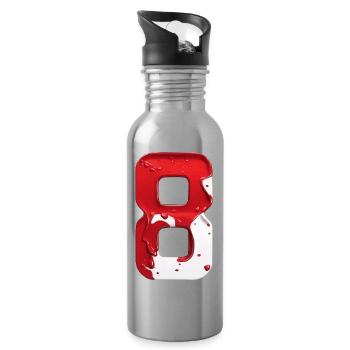 NO. 8 NUMBER 8 RED WHITE 8TH BIRTHDAY - Water bottle with straw - silver - Right