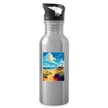 Suffolk Coast Vintage Travel Poster Souvenir WPA - Water bottle with straw - silver - Right