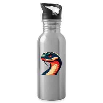 Schlange Cartoon Figur Buntes Haustier Tier - Trinkflasche mit integriertem Trinkhalm - Lightsilver - Rechts