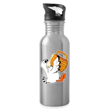 Seemöwe Bier Möwe Nordsee Norddeutschland - Trinkflasche mit integriertem Trinkhalm - Lightsilver - Rechts