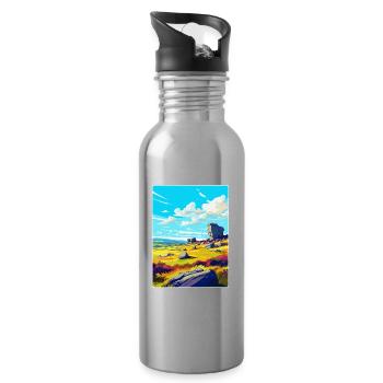 Bodmin Moor England Uk Reise Poster Souvenir WPA - Trinkflasche mit integriertem Trinkhalm - Lightsilver - Rechts