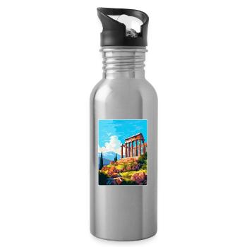 Antikes Korinth Griechenland Vintage Reiseposter WPA - Trinkflasche mit integriertem Trinkhalm - Lightsilver - Rechts