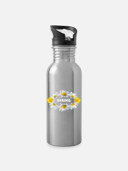 spring spring vibes flowers - Trinkflasche mit integriertem Trinkhalm - Lightsilver