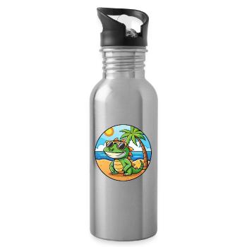 Lizard Lustige Cartoon Sommer Strand Sonnenbrille - Trinkflasche mit integriertem Trinkhalm - Lightsilver - Rechts