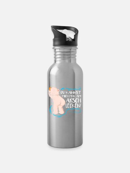 Du Kannst Mich Mal Am Arsch Lecken Lustiger SPruch - Trinkflasche mit integriertem Trinkhalm - Lightsilver