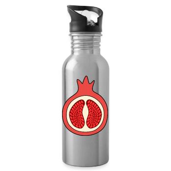Granatapfel Apfel Frucht rot rote Früchte vegan - Trinkflasche mit integriertem Trinkhalm - Lightsilver - Rechts