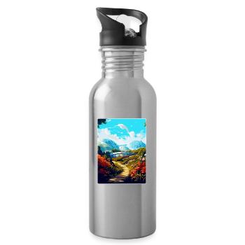 Eden Project Angleterre Royaume-Uni Affiche de voyage Souvenir WPA - Gourde avec paille intégrée - argent clair - Droite