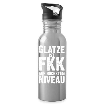 eine Glatze ist FKK auf höchstem Niveau - Trinkflasche mit integriertem Trinkhalm - Lightsilver - Rechts