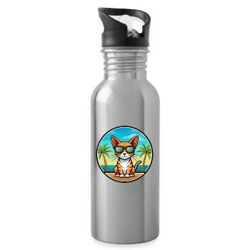 Abessinische Kurzhaarkatze Rasse Cartoon Sonnenbrille - Trinkflasche mit integriertem Trinkhalm - Lightsilver - Rechts