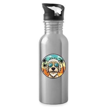 Spinone Italiano Hunderasse Cartoon Sonnenbrille Strand - Trinkflasche mit integriertem Trinkhalm - Lightsilver - Rechts