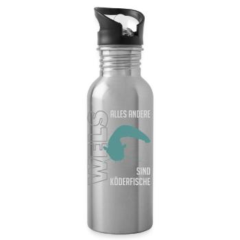 Wels angeln Waller fischen Sportfischen auf Wels - Trinkflasche mit integriertem Trinkhalm - Lightsilver - Rechts