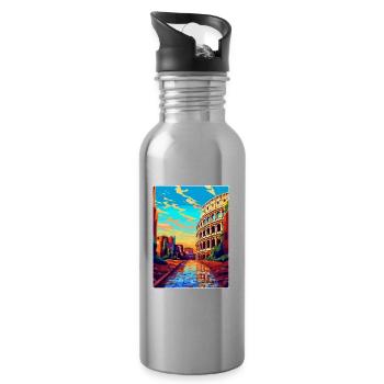Rome Italy Vintage Travel Poster Souvenir Souvenir - Water bottle with straw - silver - Right