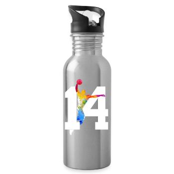 NUMMER 14 BASKETBALL 14. GEBURTSTAG - Trinkflasche mit integriertem Trinkhalm - Lightsilver - Rechts