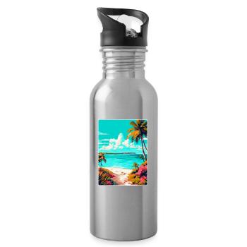 Turks-Caicosinseln Karibik Reiseposter WPA - Trinkflasche mit integriertem Trinkhalm - Lightsilver - Rechts