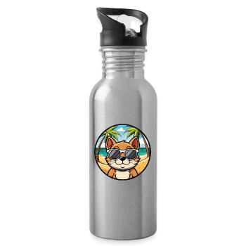 Bambino Katzenrasse Cartoon Sonnenbrille Strand - Trinkflasche mit integriertem Trinkhalm - Lightsilver - Rechts