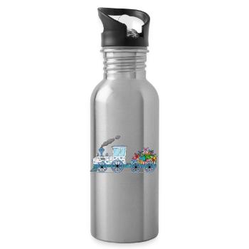 Train pour enfants avec remorque blanche - Gourde avec paille intégrée - argent clair - Droite