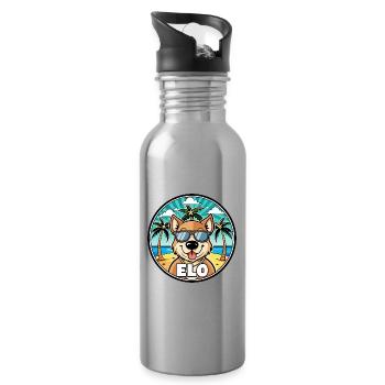 Längerer Spitzname Hund Rasse Cartoon Sonnenbrille Strand - Trinkflasche mit integriertem Trinkhalm - Lightsilver - Rechts