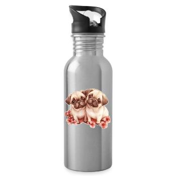 Mops - Trinkflasche mit integriertem Trinkhalm - Lightsilver - Rechts