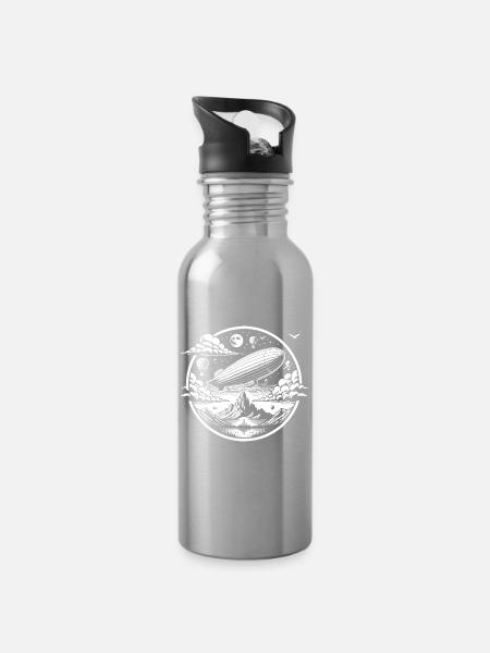 Airship Logo - Water bottle with straw - silver