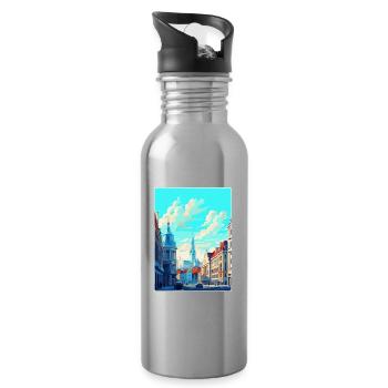 Bruxelles Belgique Poster de voyage vintage souvenir - Gourde avec paille intégrée - argent clair - Droite