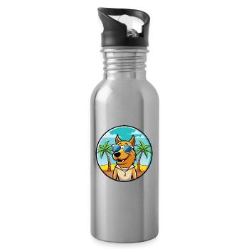 Smaland Hound Hund Rasse Cartoon Sonnenbrille Strand - Trinkflasche mit integriertem Trinkhalm - Lightsilver - Rechts