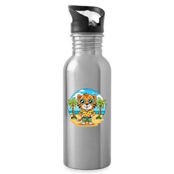 Tiger Lustige Cartoon Sommer Strand Sonnenbrille - Trinkflasche mit integriertem Trinkhalm - Lightsilver - Rechts