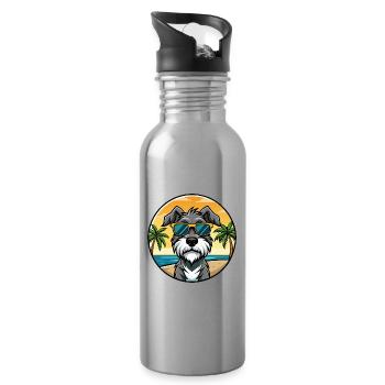 Deutscher Wachtelhund Hunderasse Cartoon Sonnenbrille - Trinkflasche mit integriertem Trinkhalm - Lightsilver - Rechts