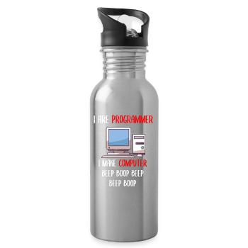 I Are Programmer Funny Computer Programming - Trinkflasche mit integriertem Trinkhalm - Lightsilver - Rechts