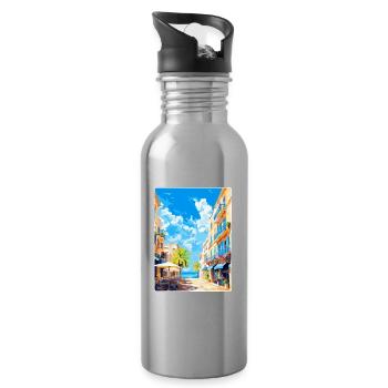 Palma De Mallorca Spanien Vintage Reiseplakat WPA - Trinkflasche mit integriertem Trinkhalm - Lightsilver - Rechts