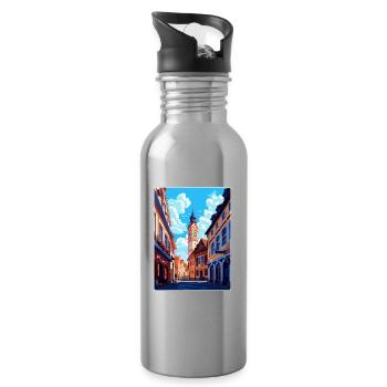 Weimar Germany Vintage Travel Poster Souvenir WPA - Water bottle with straw - silver - Right