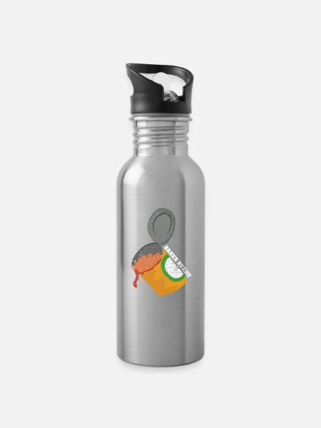 Herzhafte Bohnenpfanne Kochabend - Trinkflasche mit integriertem Trinkhalm - Lightsilver