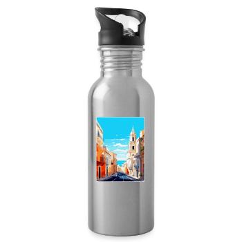 Cadix Espagne Affiche de voyage vintage WPA Art Souvenir - Gourde avec paille intégrée - argent clair - Droite