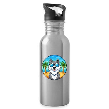 Seppala Sibirische Schlittenhunderasse Cartoon Sonnenbrille - Trinkflasche mit integriertem Trinkhalm - Lightsilver - Rechts