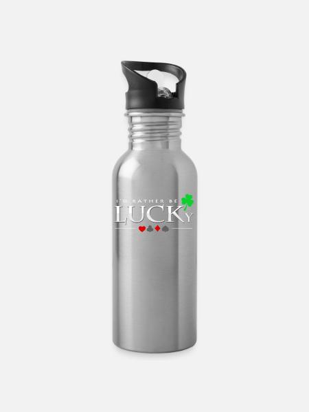 Poker - Trinkflasche mit integriertem Trinkhalm - Lightsilver
