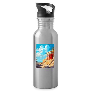Knossos Palast Griechenland Vintage Reiseplakat WPA - Trinkflasche mit integriertem Trinkhalm - Lightsilver - Rechts