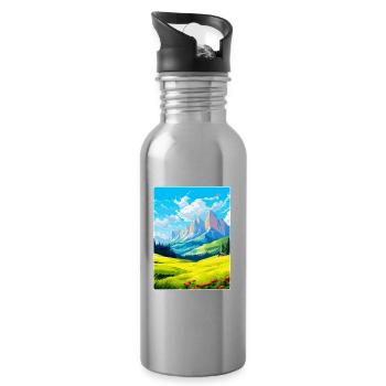 Dolomiten Italien Vintage Reiseplakat Souvenir WPA - Trinkflasche mit integriertem Trinkhalm - Lightsilver - Rechts
