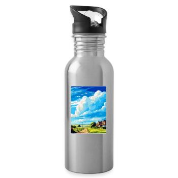 New Romney England Uk Vintage Travel Poster WPA - Water bottle with straw - silver - Right