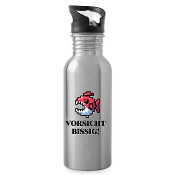 Beware Snappy - Funny Fish Design - Water bottle with straw - silver - Right