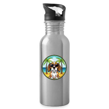 Beagle Harrier Hunderasse Cartoon Sonnenbrille Strand - Trinkflasche mit integriertem Trinkhalm - Lightsilver - Rechts