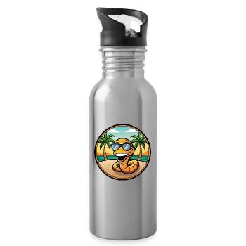 Schlange Lustige Cartoon Sommer Strand Sonnenbrille Cool - Trinkflasche mit integriertem Trinkhalm - Lightsilver - Rechts