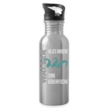 Wels fischen Kampf mit dem starken Wels - Trinkflasche mit integriertem Trinkhalm - Lightsilver - Rechts