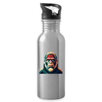 Big Foot Cartoon Figur Buntes Haustier Tier - Trinkflasche mit integriertem Trinkhalm - Lightsilver - Rechts