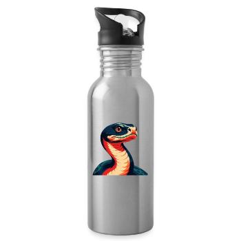 Anaconda Zeichentrickfigur Buntes Haustier Tier - Trinkflasche mit integriertem Trinkhalm - Lightsilver - Rechts