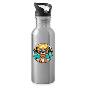 Picardie Spaniel Hund Rasse Cartoon Sonnenbrille Strand - Trinkflasche mit integriertem Trinkhalm - Lightsilver - Rechts