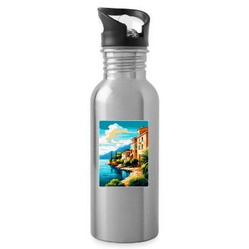 Mallorca Spanien Vintage Reiseplakat Souvenir WPA - Trinkflasche mit integriertem Trinkhalm - Lightsilver - Rechts