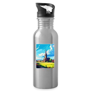 St Andrews Scotland Uk Travel Poster Souvenir WPA - Water bottle with straw - silver - Right